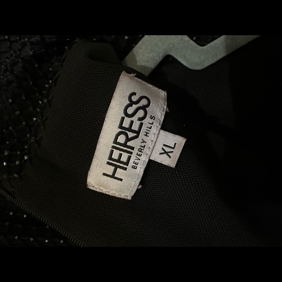 Heiress Beverly Hills Black Crystal Embellished Mesh Turtleneck Mini Dress - Picture 8 of 8